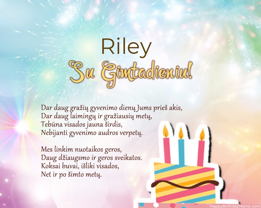 Su gimtadieniu Riley eilutėje