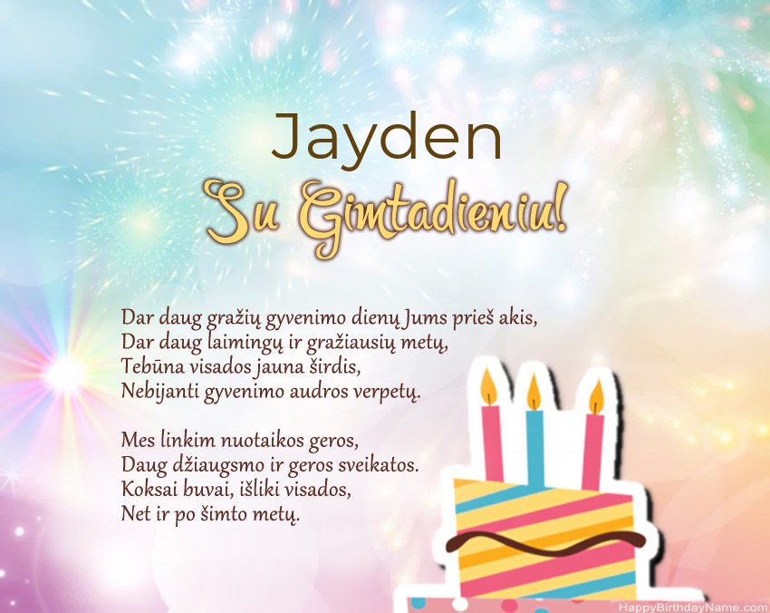 Su gimtadieniu Jayden eilutėje Su gimtadieniu Jayden eilutėje