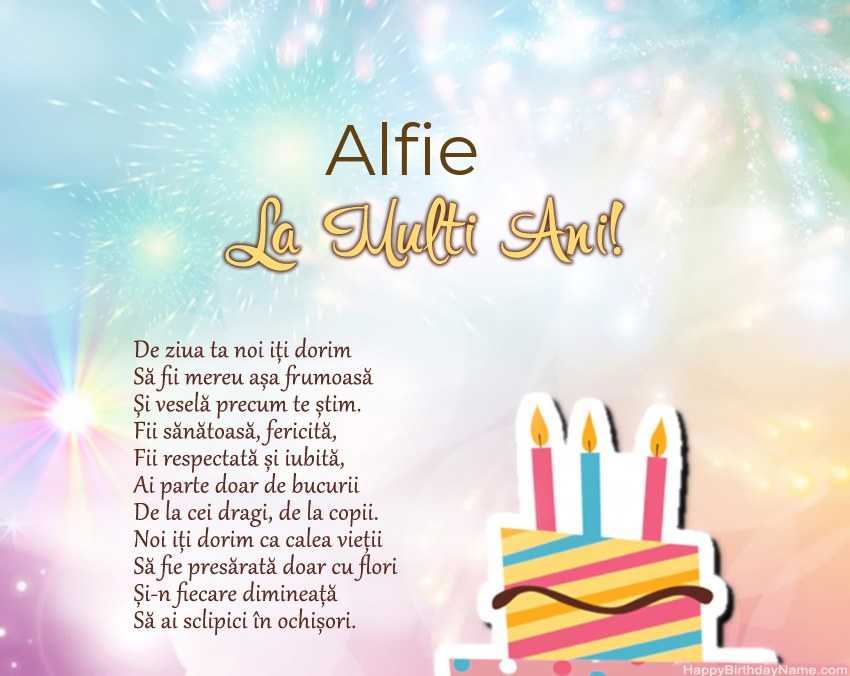 La mulți ani Alfie în vers La mulți ani Alfie în vers