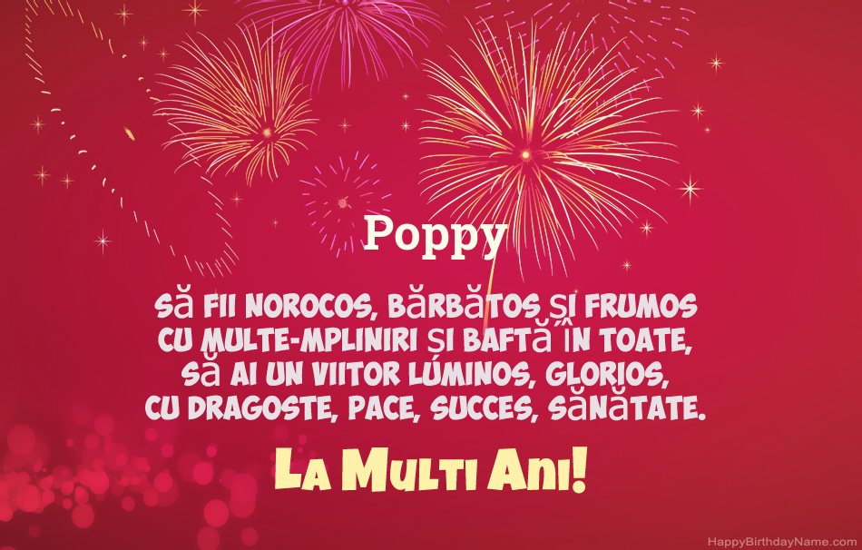La mulți ani Poppy, poezii frumoase La mulți ani Poppy, poezii frumoase