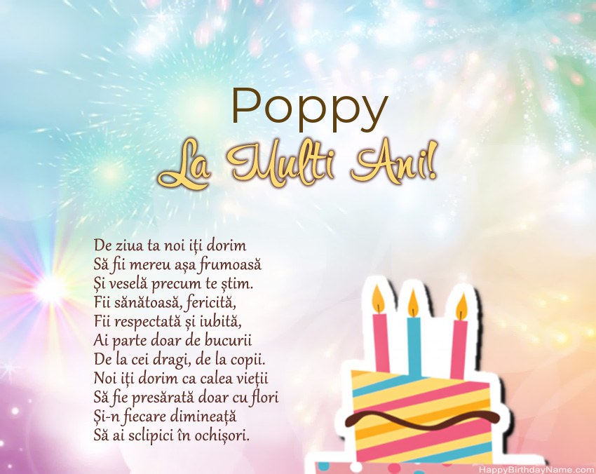 La mulți ani Poppy în vers La mulți ani Poppy în vers