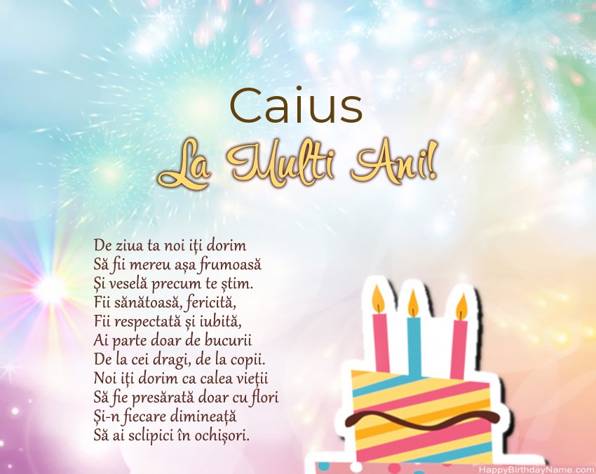 La mulți ani Caius în vers