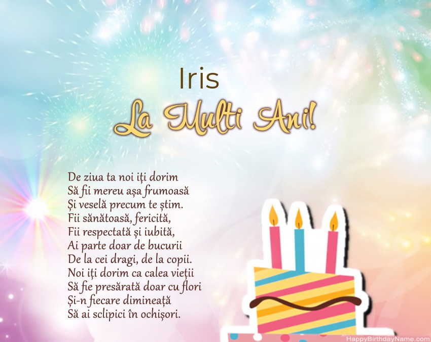 La mulți ani Iris în vers