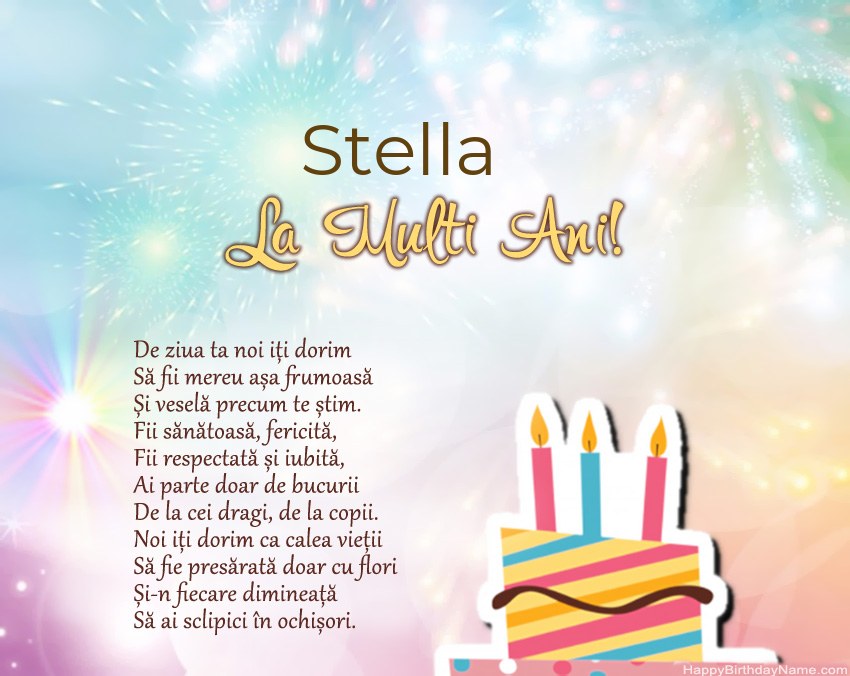 La mulți ani Stella în vers