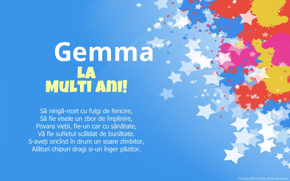 Felicitări pentru ziua de naștere a Gemma Felicitări pentru ziua de naștere a Gemma