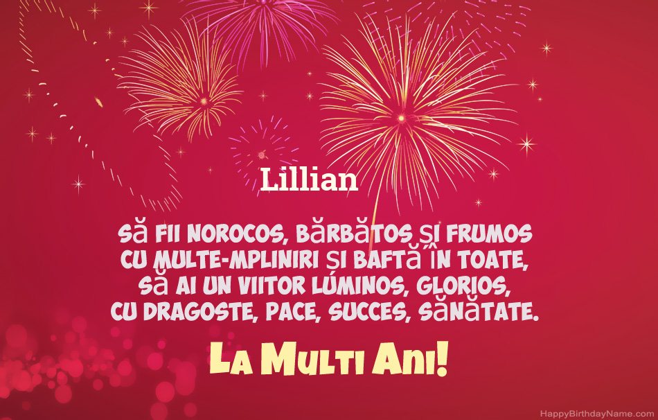 La mulți ani Lillian, poezii frumoase La mulți ani Lillian, poezii frumoase