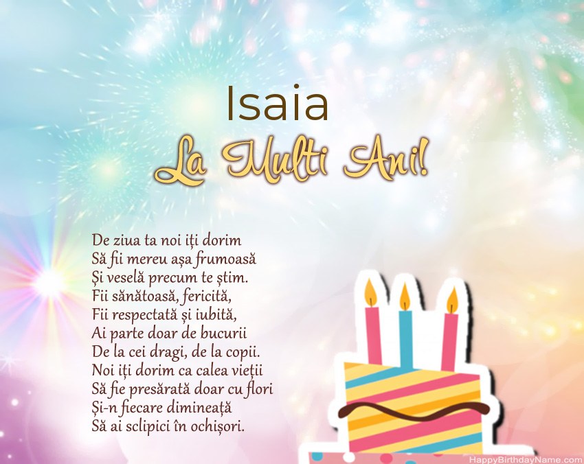La mulți ani Isaia în vers La mulți ani Isaia în vers