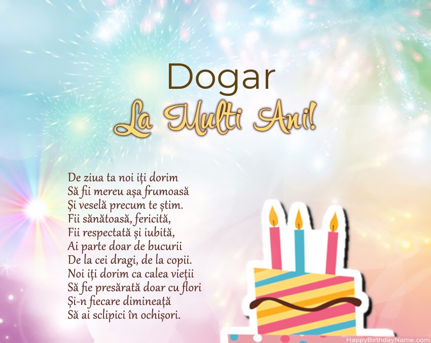 La mulți ani Dogar în vers La mulți ani Dogar în vers