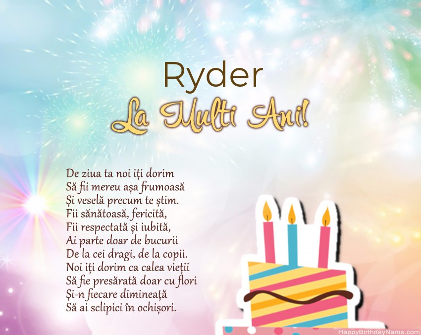 La mulți ani Ryder în vers