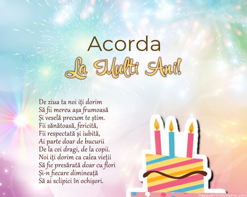 La mulți ani Acorda în vers