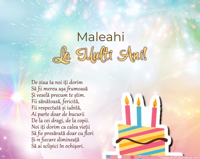 La mulți ani Maleahi în vers La mulți ani Maleahi în vers