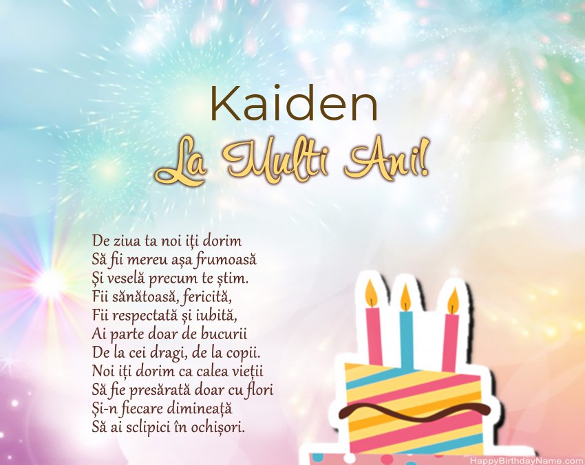La mulți ani Kaiden în vers