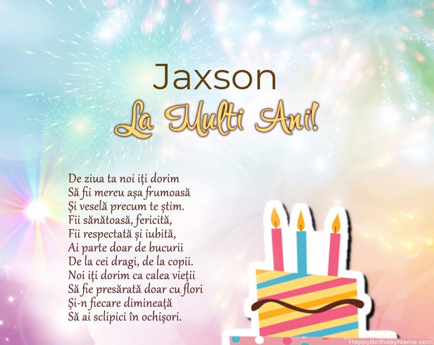 La mulți ani Jaxson în vers La mulți ani Jaxson în vers