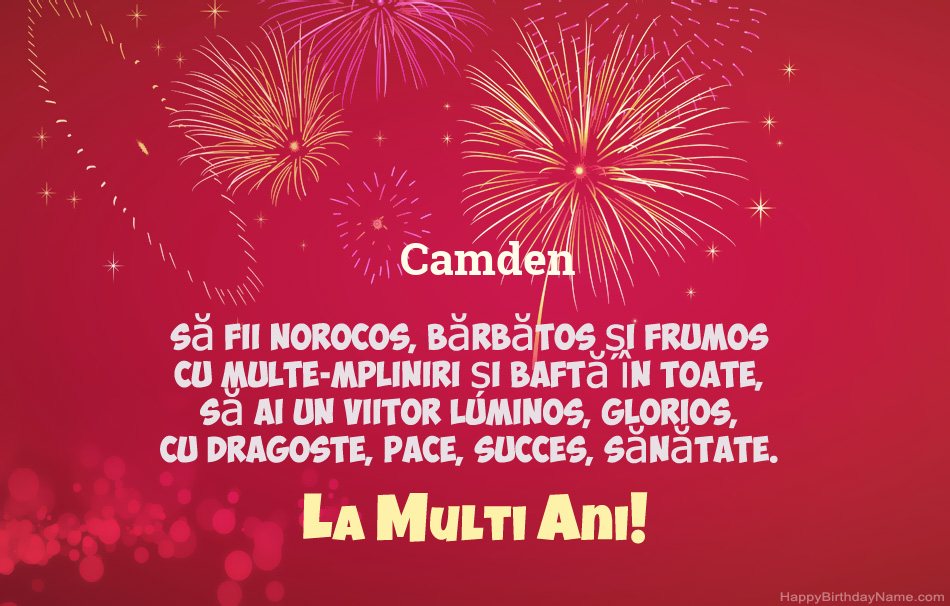La mulți ani Camden, poezii frumoase