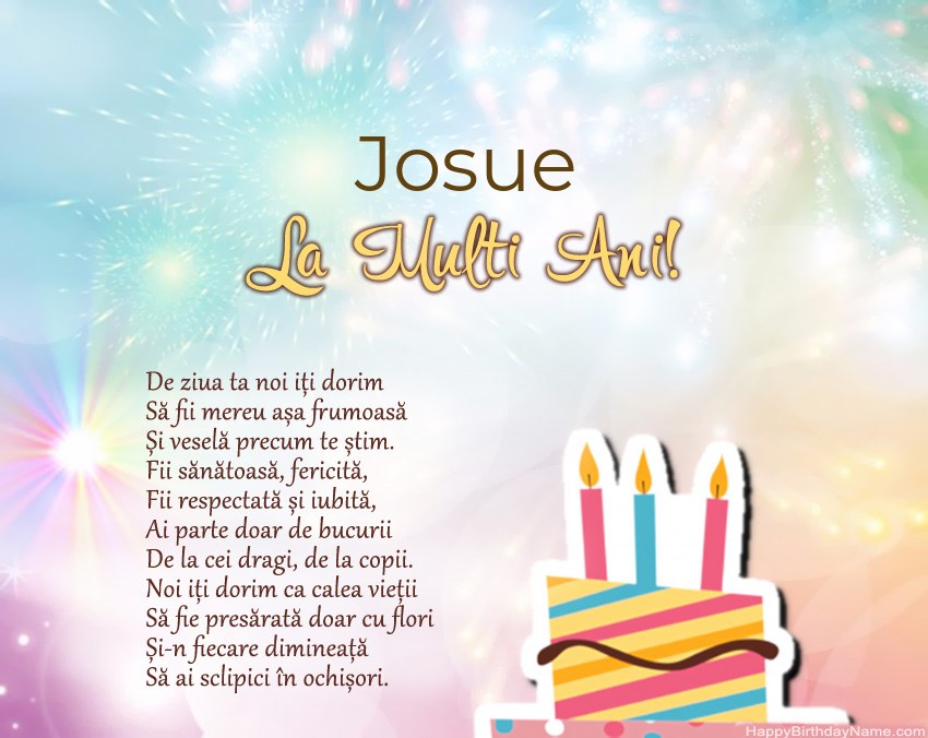 La mulți ani Josue în vers La mulți ani Josue în vers