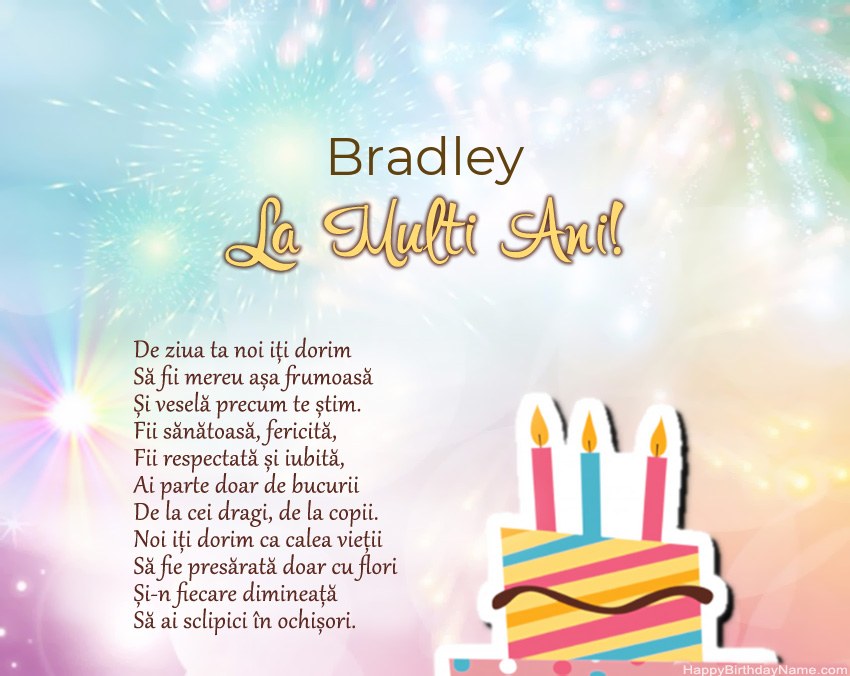 La mulți ani Bradley în vers La mulți ani Bradley în vers