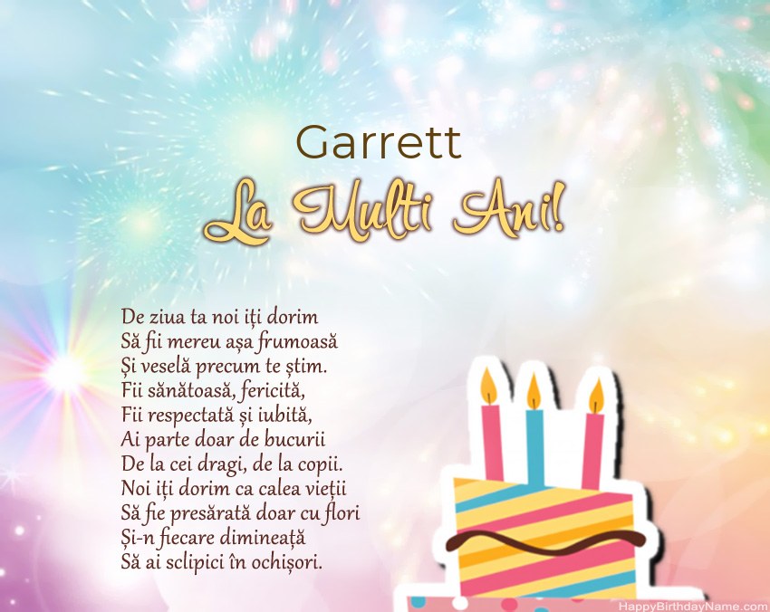 La mulți ani Garrett în vers La mulți ani Garrett în vers
