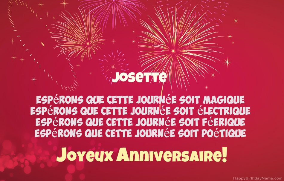Joyeux anniversaire Josette, beaux poèmes