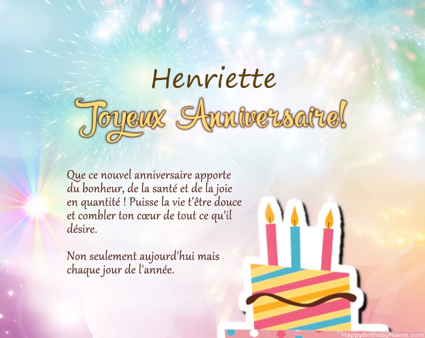 Joyeux anniversaire Henriette en vers