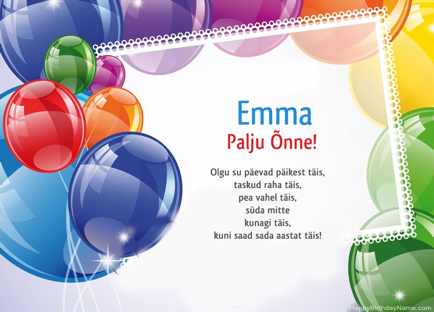 Palju õnne sünnipäeval Emma! Palju õnne sünnipäeval Emma!
