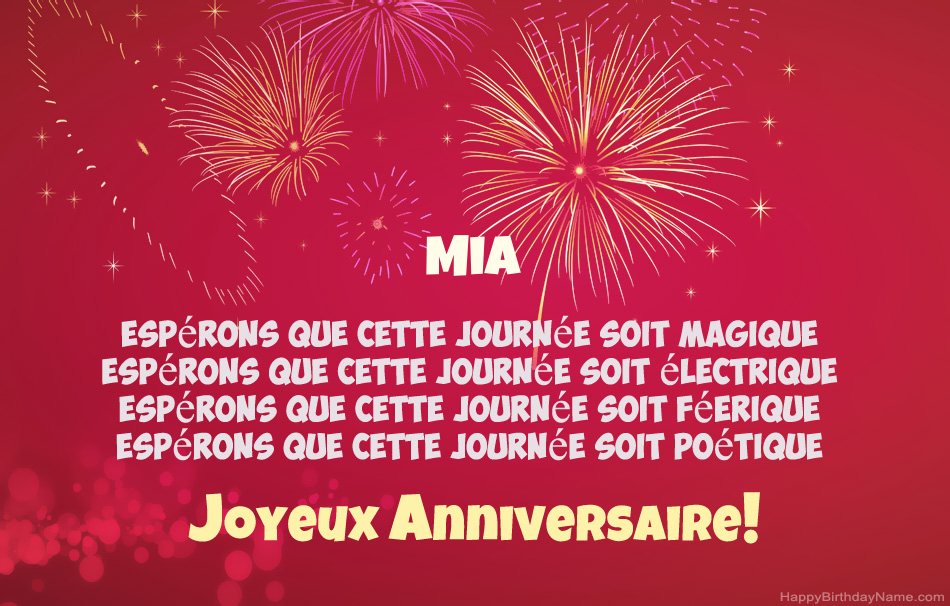 Joyeux anniversaire Mia, beaux poèmes