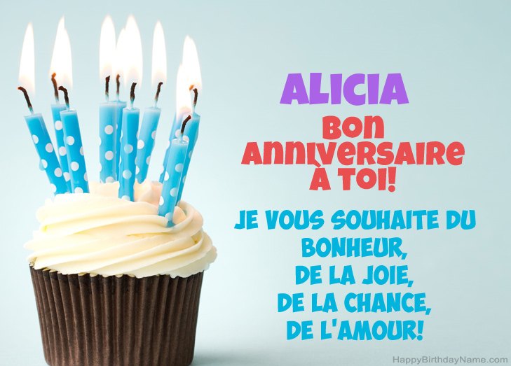 Félicitations pour le joyeux anniversaire de Alicia