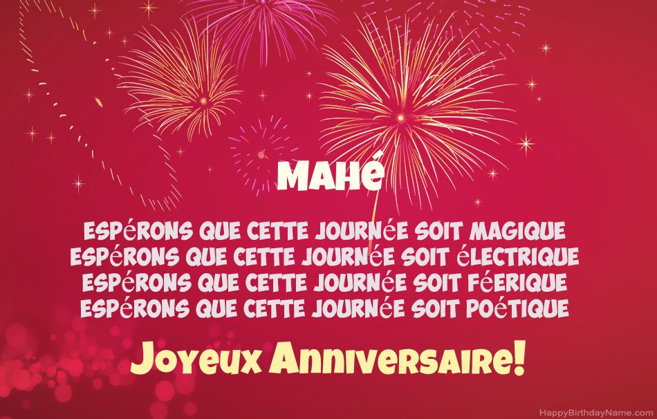 Joyeux anniversaire Mahé, beaux poèmes