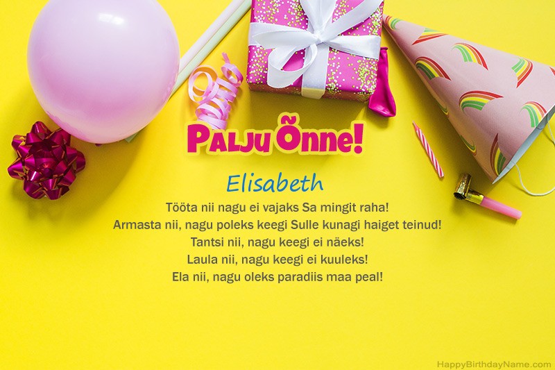 Palju õnne sünnipäeval Elisabeth proosas