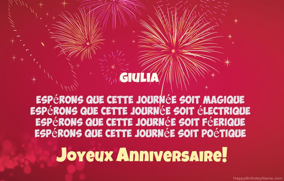 Joyeux anniversaire Giulia, beaux poèmes