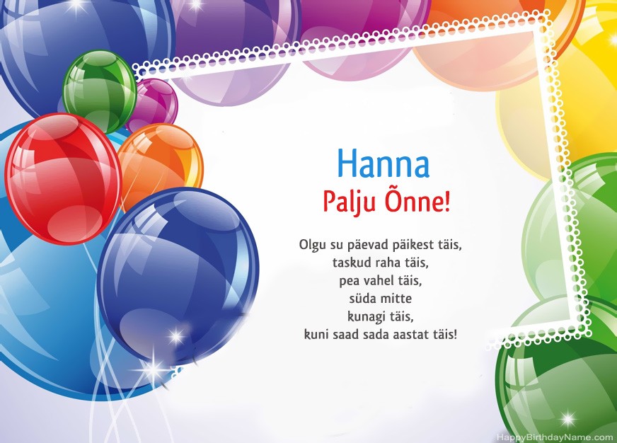 Palju õnne sünnipäeval Hanna!