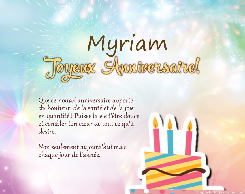 Joyeux anniversaire Myriam en vers