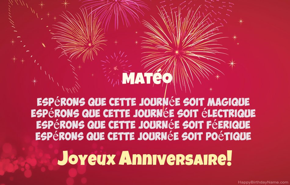 Joyeux anniversaire Matéo, beaux poèmes