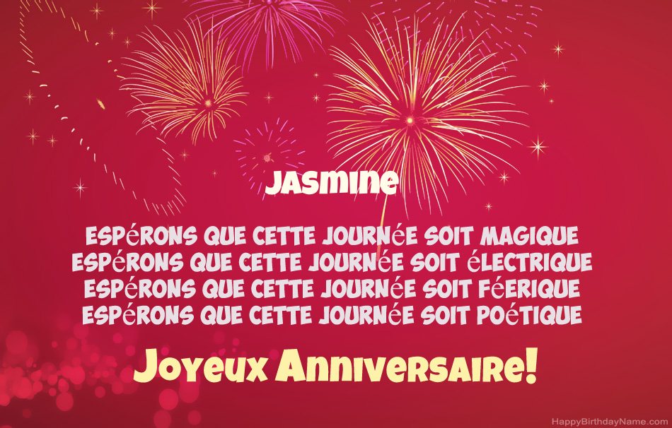 Joyeux anniversaire Jasmine, beaux poèmes
