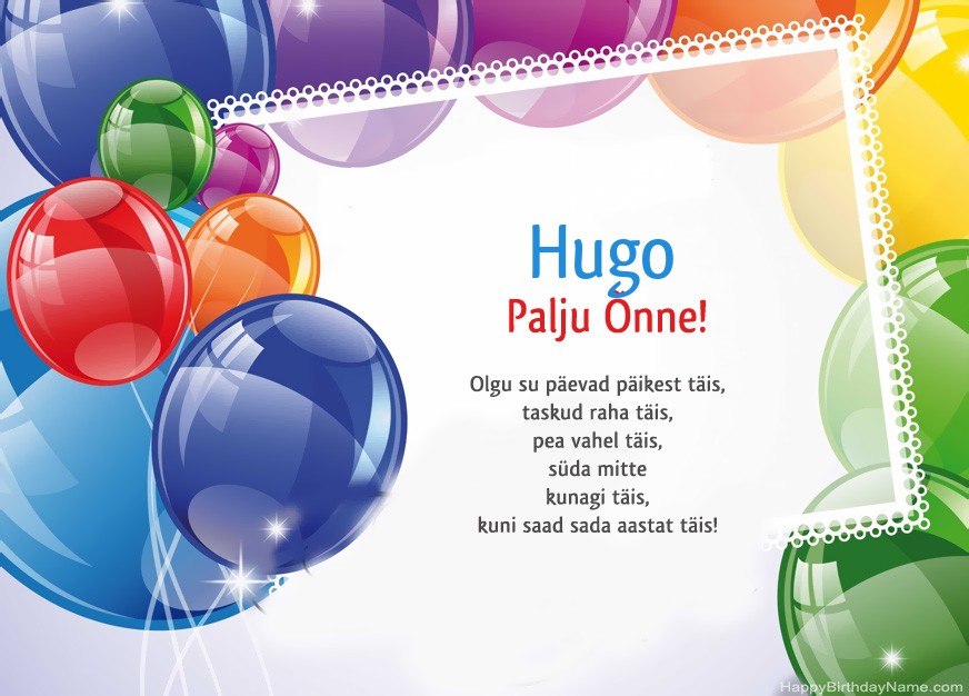 Palju õnne sünnipäeval Hugo!