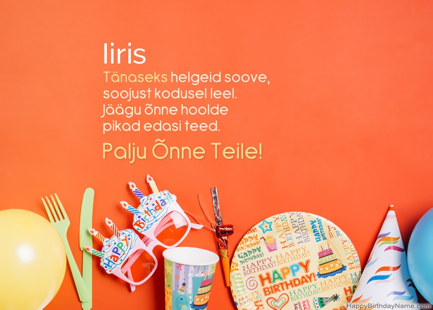 Palju õnne sünnipäevakaardid Iiris