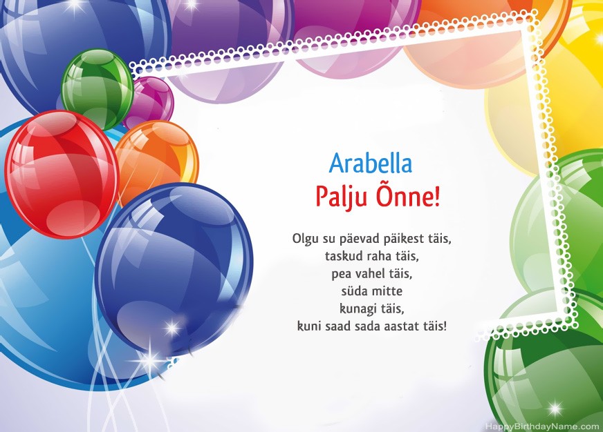 Palju õnne sünnipäeval Arabella! Palju õnne sünnipäeval Arabella!