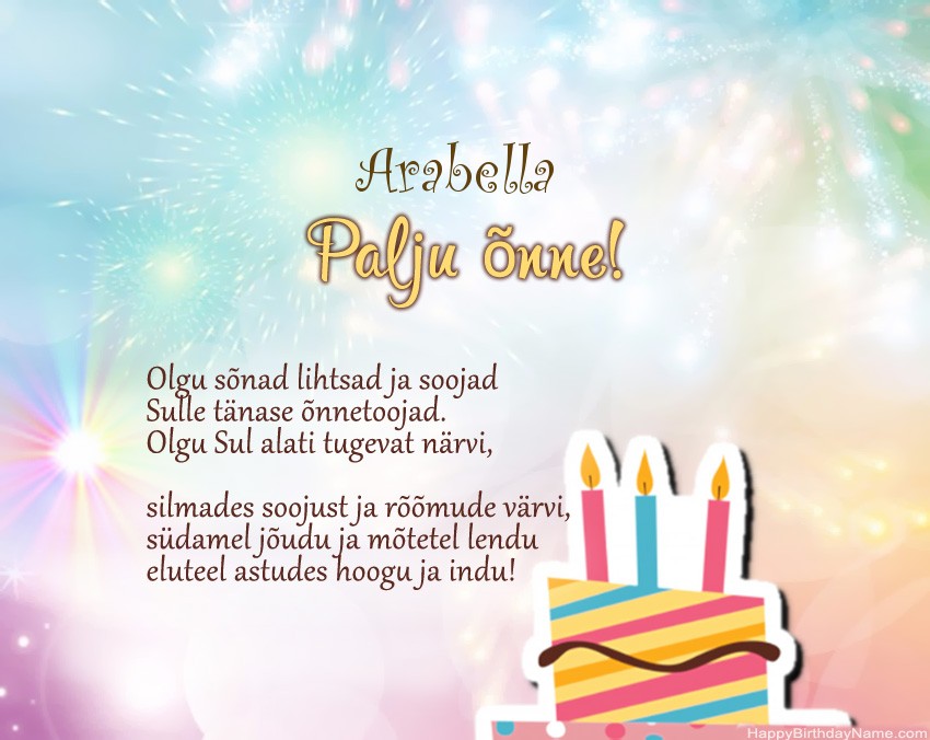 Palju õnne sünnipäeval Arabella salmis Palju õnne sünnipäeval Arabella salmis