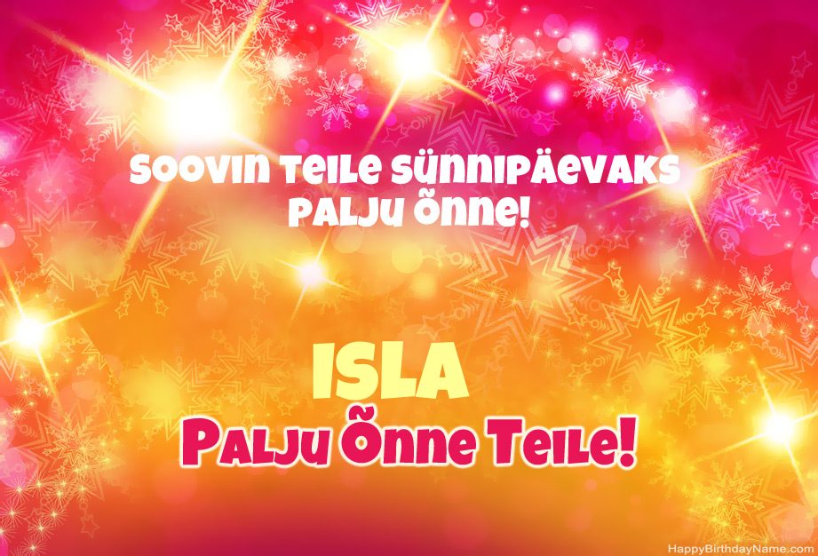 Õnnelikud õnnitlused Isla