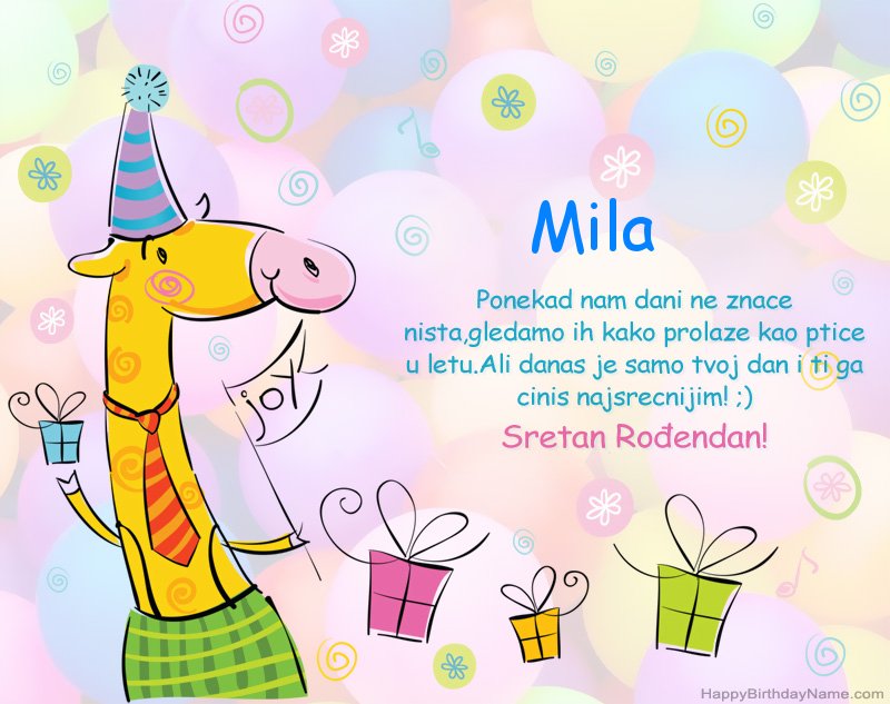 Dječje čestitke za Sretan rođendan Mila  