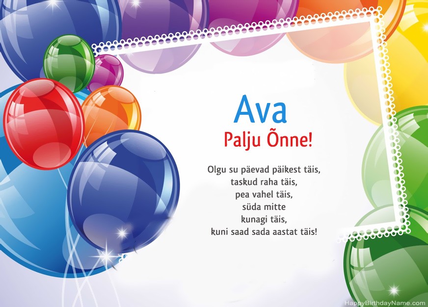 Palju õnne sünnipäeval Ava!