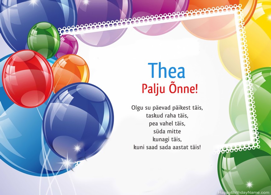 Palju õnne sünnipäeval Thea! Palju õnne sünnipäeval Thea!