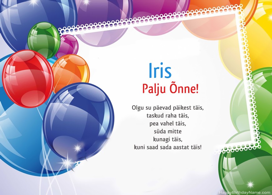 Palju õnne sünnipäeval Iris!