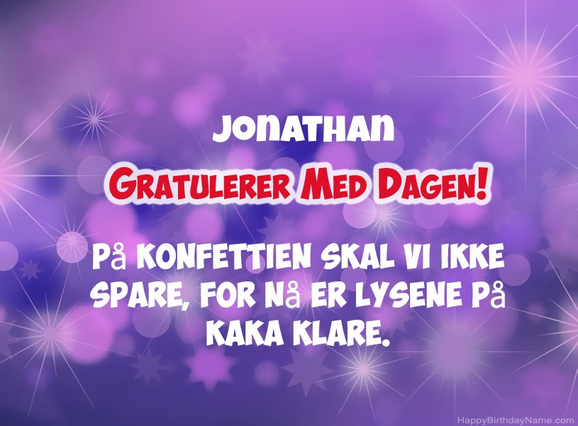 Ønsker Jonathan for gratulerer med dagen