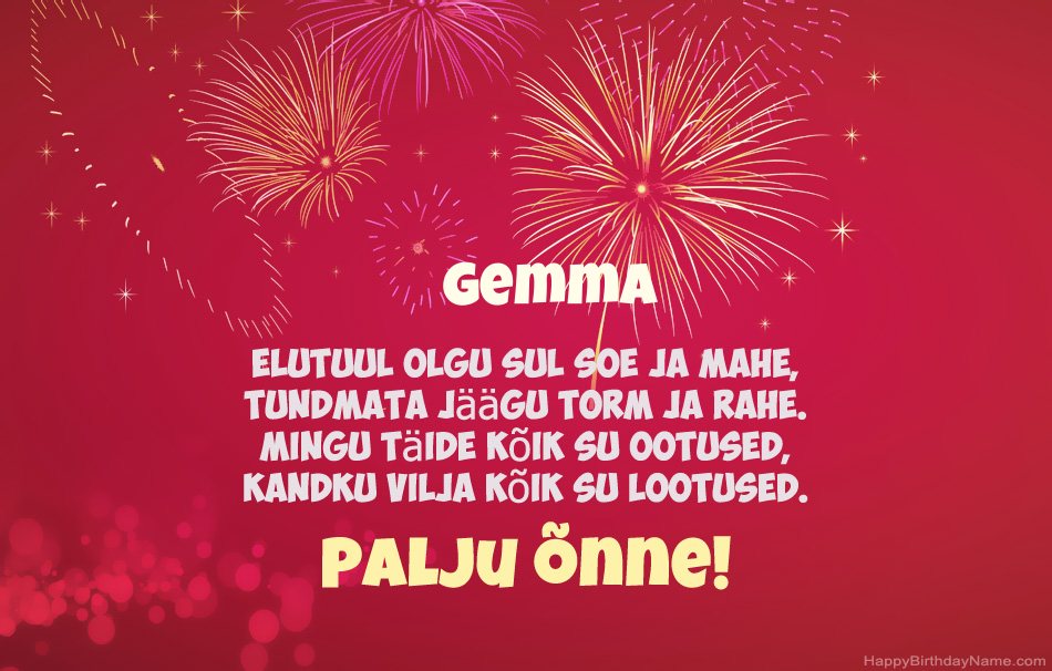 Palju õnne sünnipäeval Gemma, ilusad luuletused