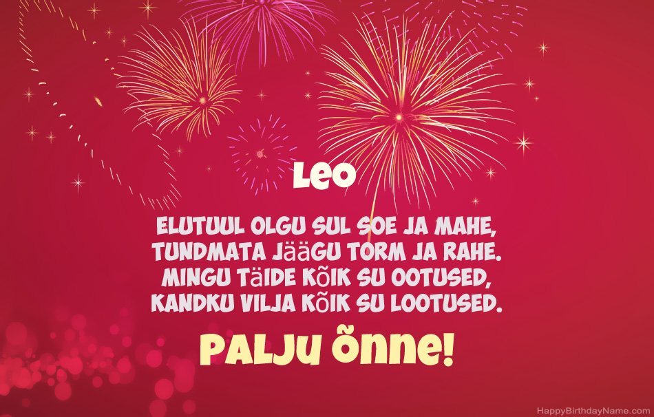 Palju õnne sünnipäeval Leo, ilusad luuletused