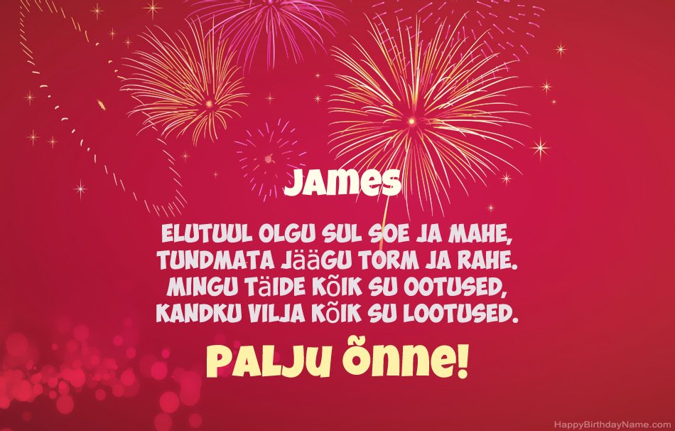 Palju õnne sünnipäeval James, ilusad luuletused