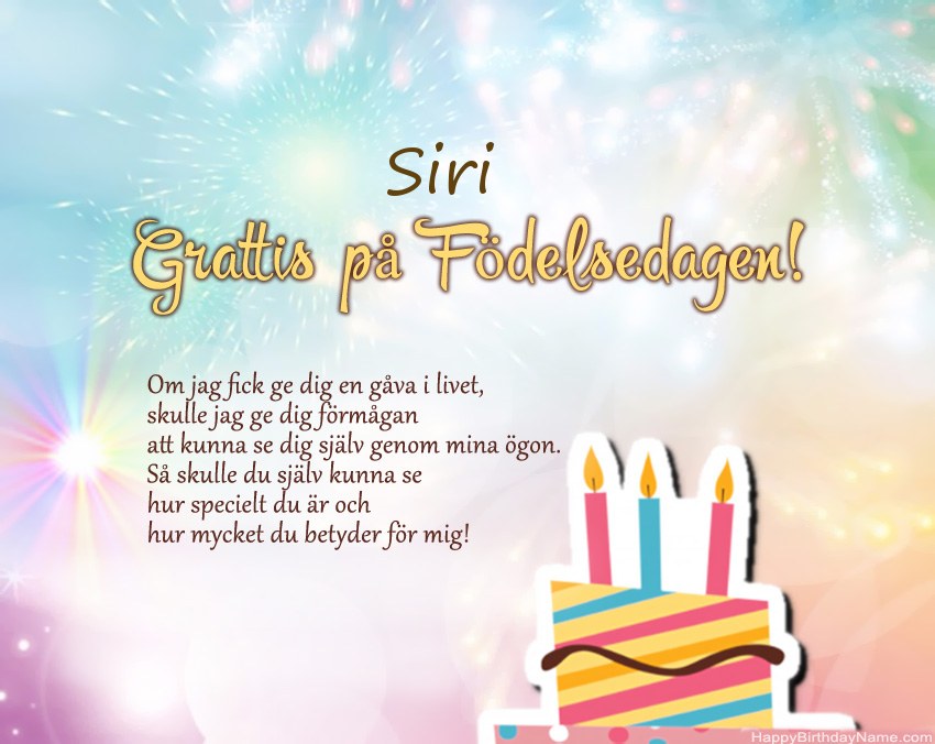 Grattis på födelsedagen Siri i vers