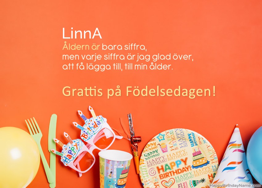 Grattis på födelsedagskort för LinnA