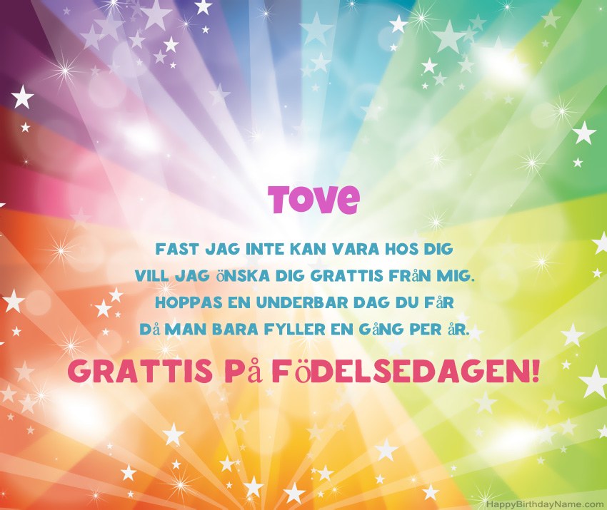 Vackra födelsedagkort för Tove