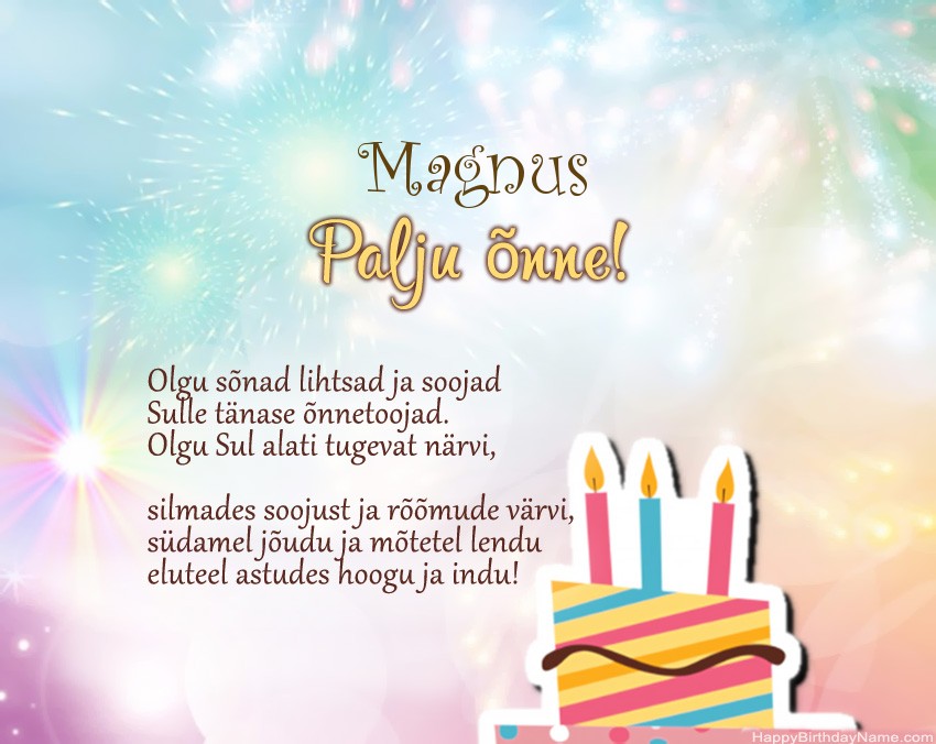 Palju õnne sünnipäeval Magnus salmis Palju õnne sünnipäeval Magnus salmis